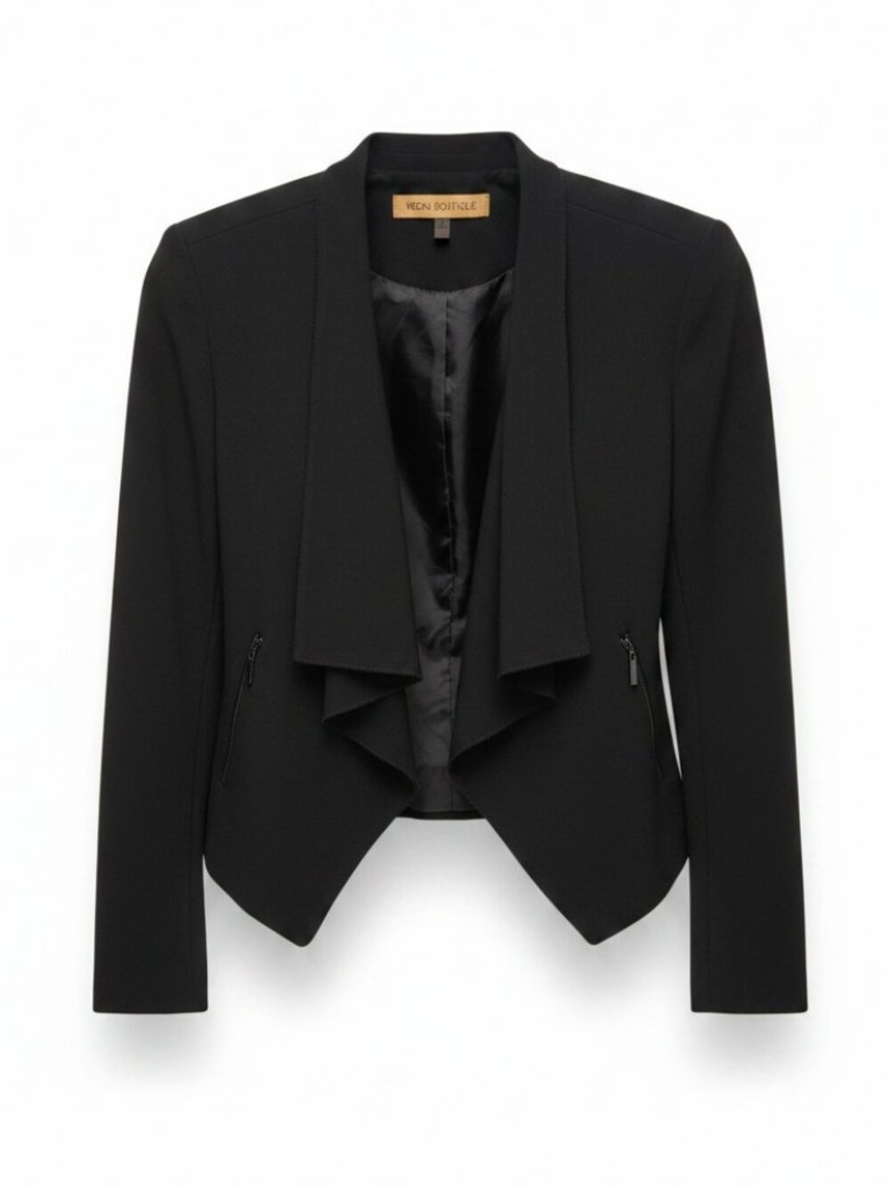 Nipon Boutique Black Draped Open-Front Jacket